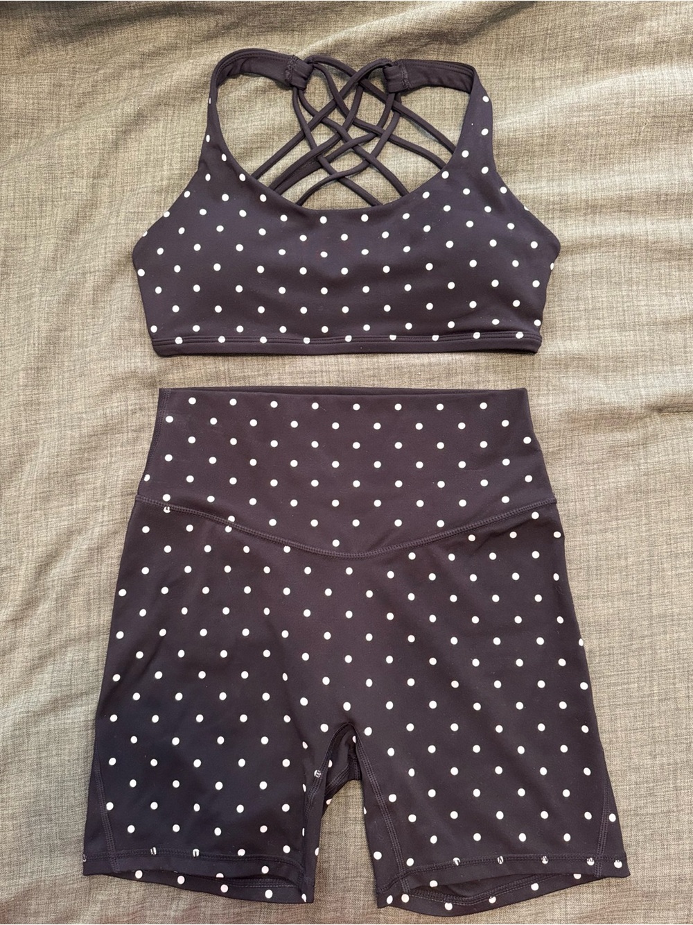 Halle x Acta Polka Dot Biker Shorts & Bra Set in S